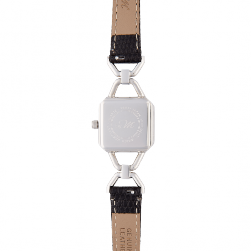 Vintage-Inspired Square Watch - Silver Black Dial and Black Strap