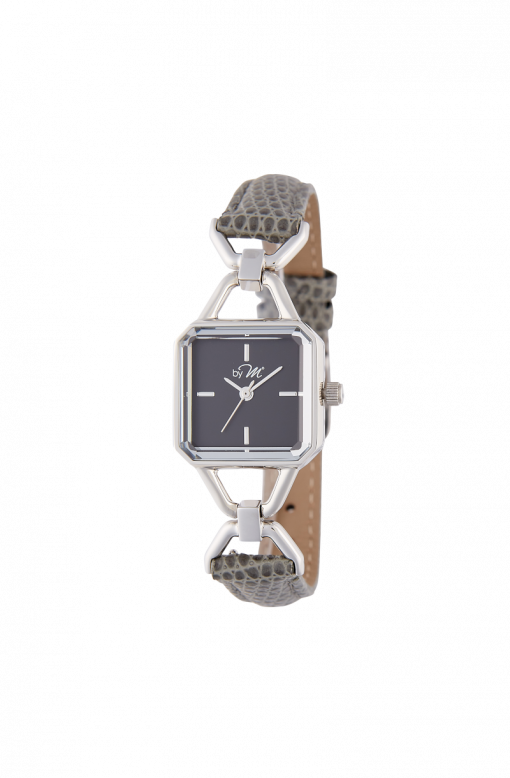 Classic Design Watch - Silver with Black Dial and Gray Strap
