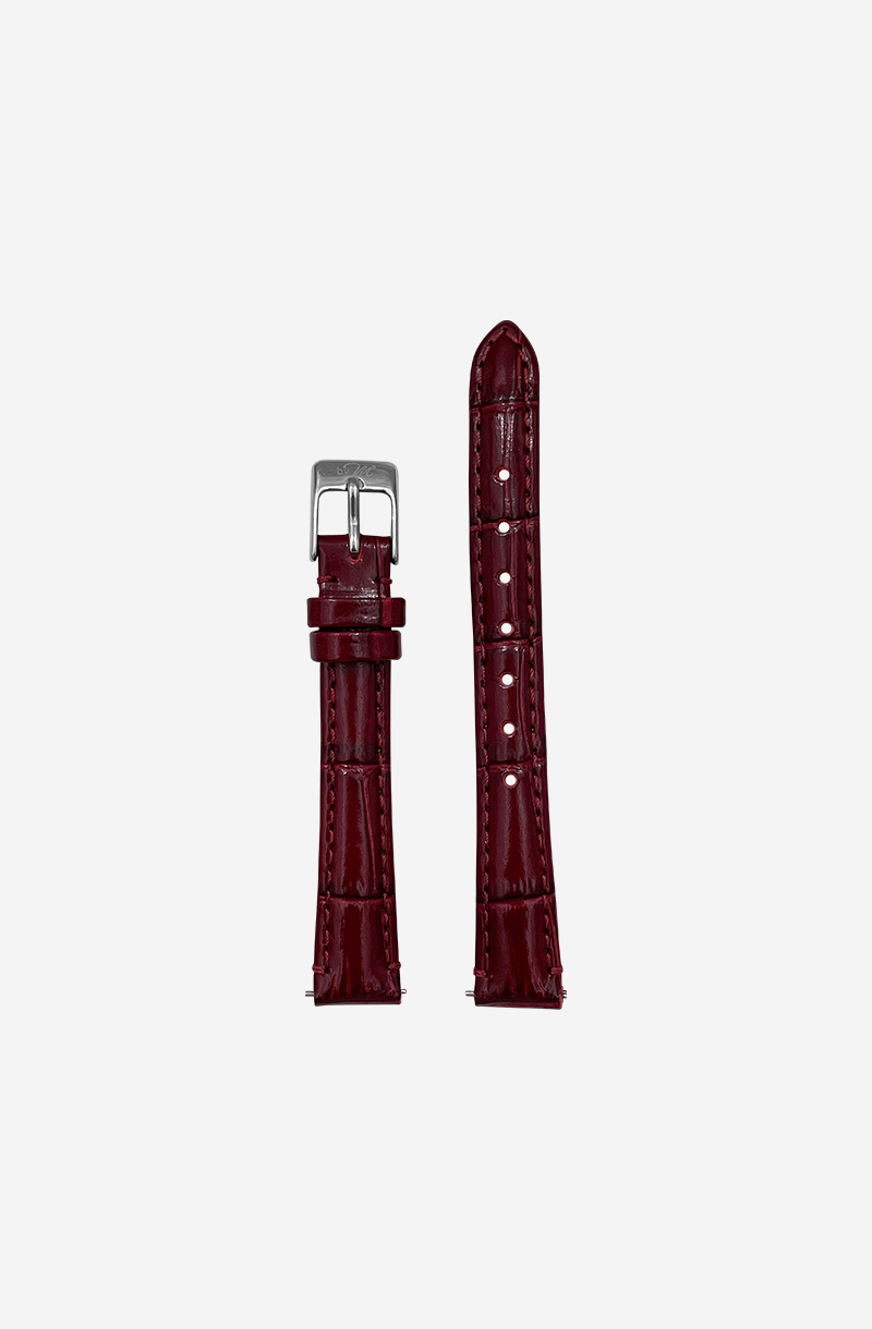 Burgundy Leather Watch Strap, Silver Clasp