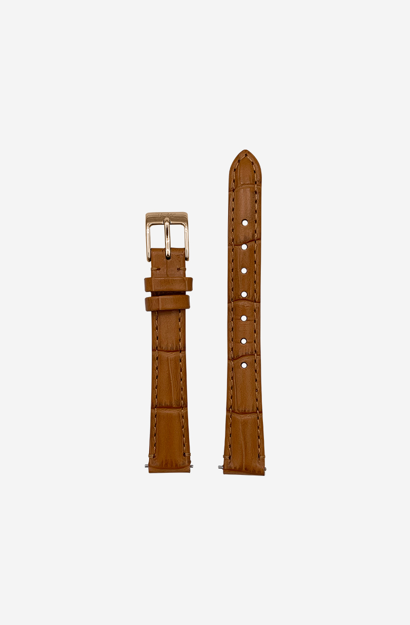 Light Brown Leather Watch Strap, Gold Clasp